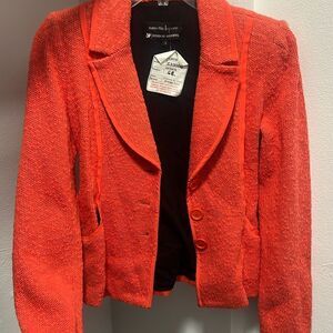Nanette Lepore Orange Tweed Jacket with Belt - Brand NEW w Tags - Size Small